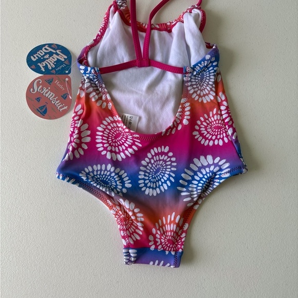 Hayley Girls Swimsuit Size 2 UPF 50‎ Pink Orange Blue Beach Pool CruiseVacation - Picture 3 of 10